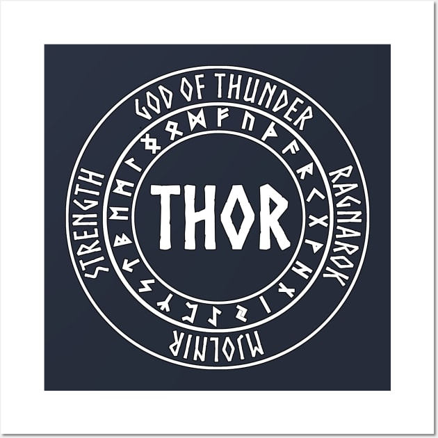 Thor Norse God with Runes God of Thunder Wall Art by AgemaApparel